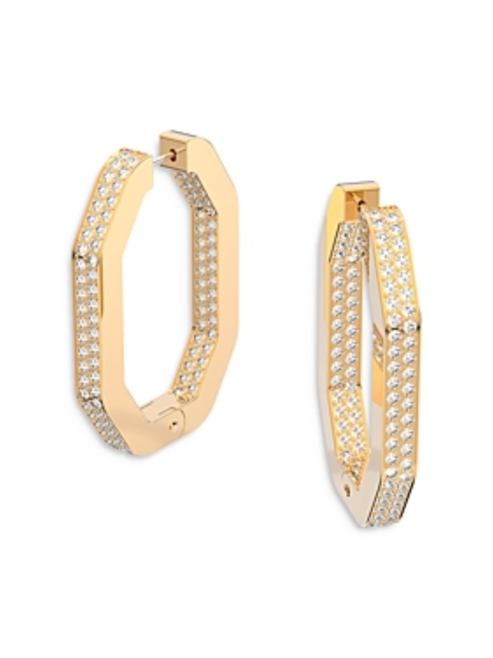 Swarovski Gold-Tone Crystal Large Octagon Hoop Earrings - Gold